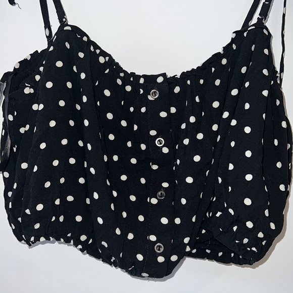 Free PEOPLE Black Polka dot Cutie Crossing Bandeau Crop Top size 8 - Picture 7 of 14